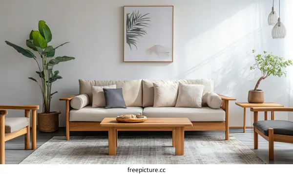 Modern Minimalist Wooden Living Room Set