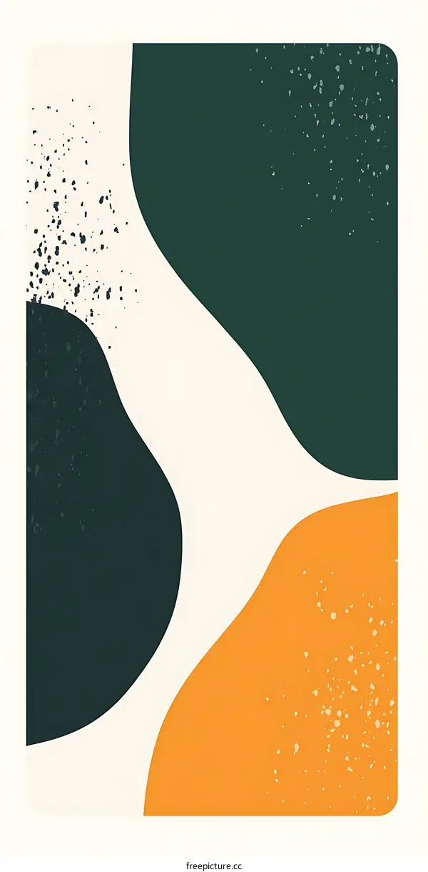 Abstract Art with Green and Orange Shapes