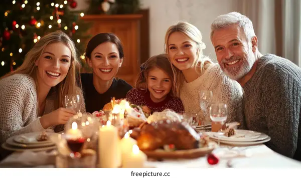 Happy Christmas Family Dinner Party