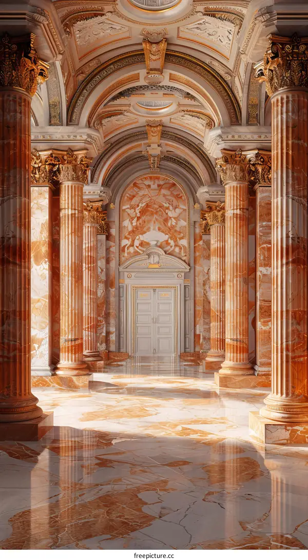 Grand Marble Hallway with Ornate Columns