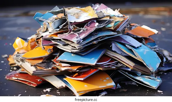 Colorful Pile of Discarded Books