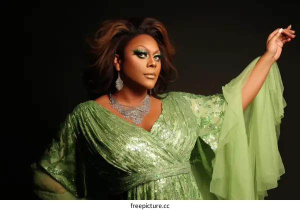 Drag Queen in Lime Green Gown
