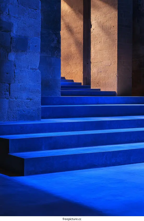Blue Steps in an Ancient Structure