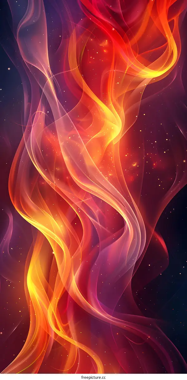 Abstract red orange yellow purple pink white flowing curves