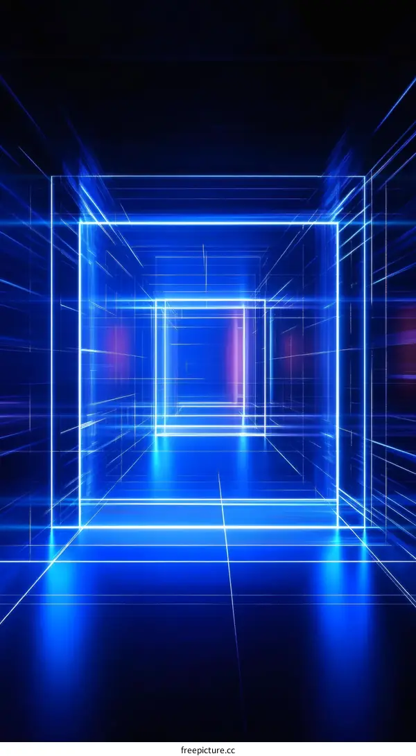 Neon Light Geometric Abstract Space