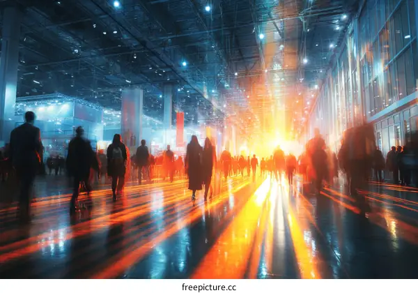 Large Crowd at a Business Exhibition Hall