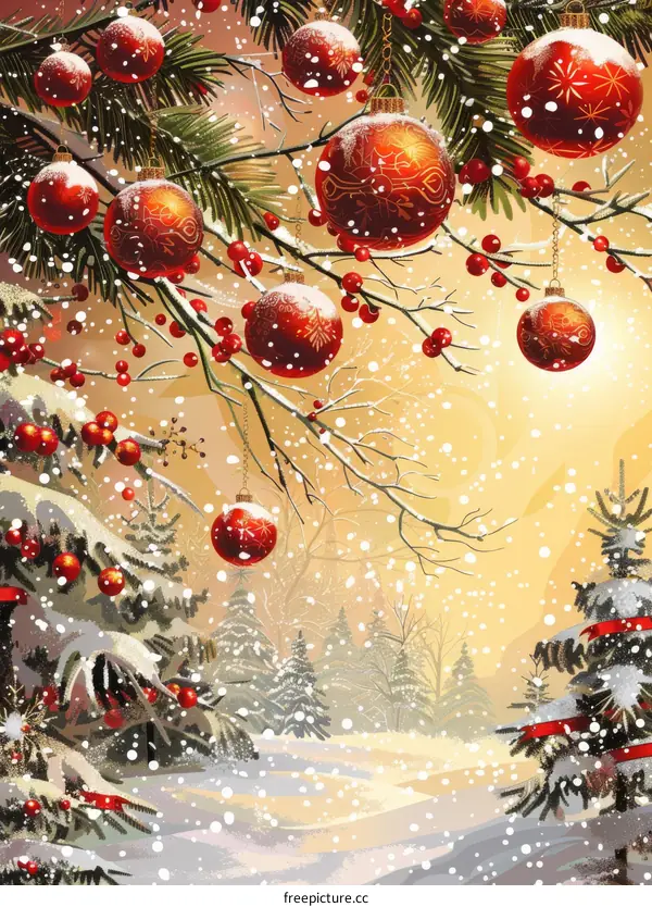 Festive Christmas Tree with Sparkling Ornaments