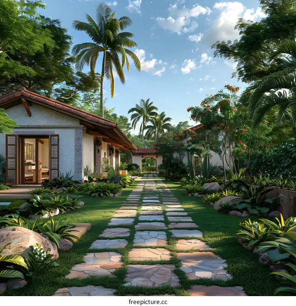 Tropical Paradise Garden Pathway