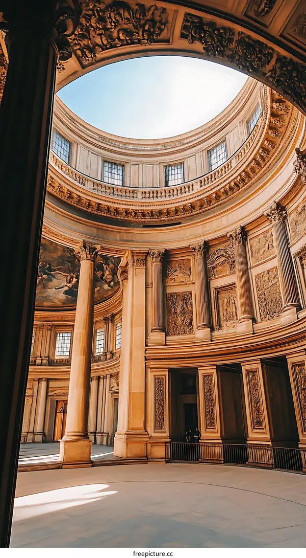 Circular Interior With Opaque Dome And Ornate Details