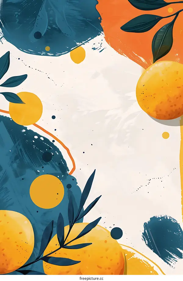 Abstract Background with Orange and Leaves