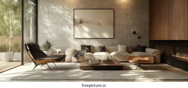 Modern Concrete Living Room Interior Design