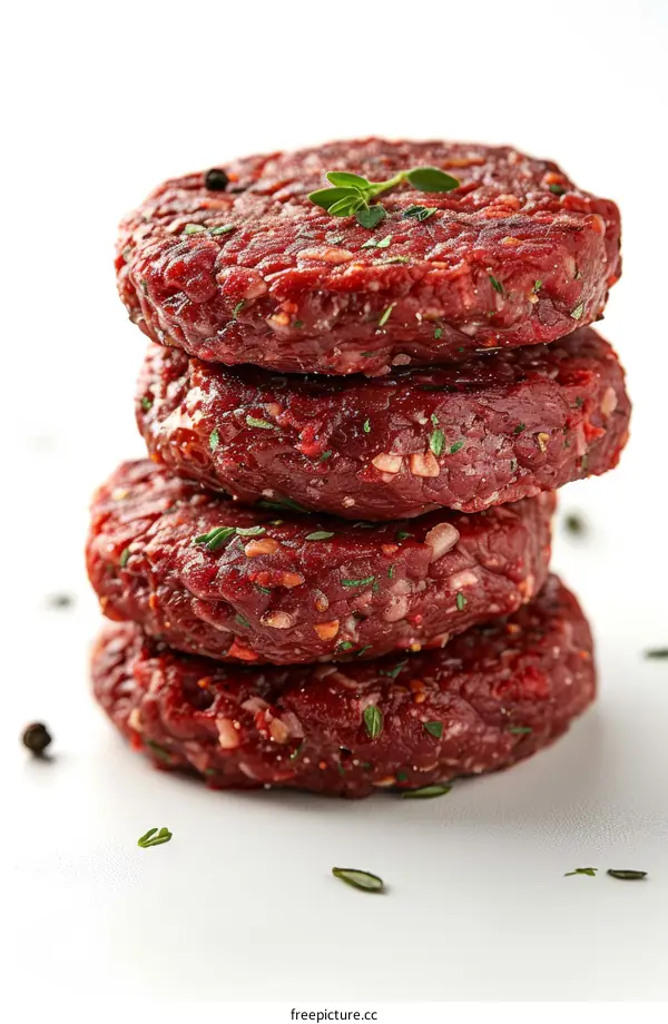Fresh Beef Burger Patties with Herbs and Spices