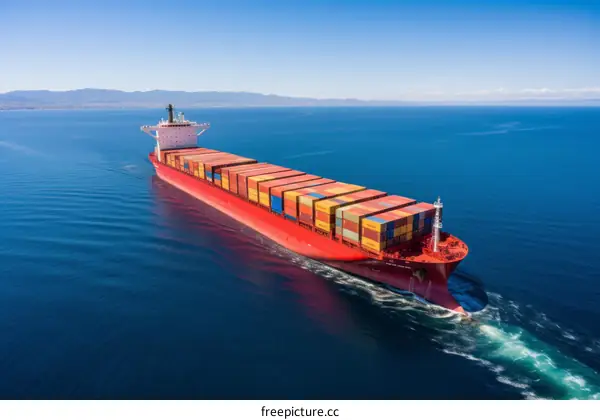 Container Ship Sailing on the Ocean