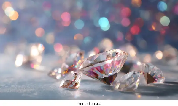 Sparkling Diamonds on a Soft Blue Background