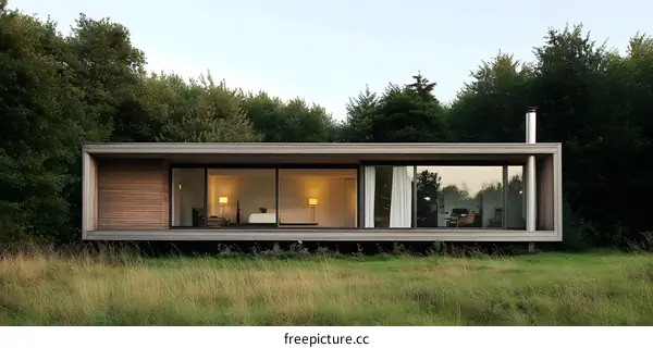 Modern Minimalist Cabin Home in Woods