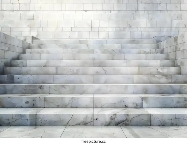 White Marble Staircase Steps Upwards