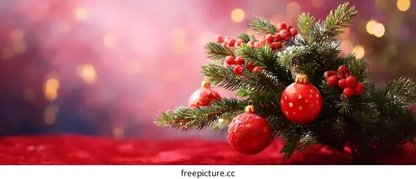 Christmas Decorations on a Red Background