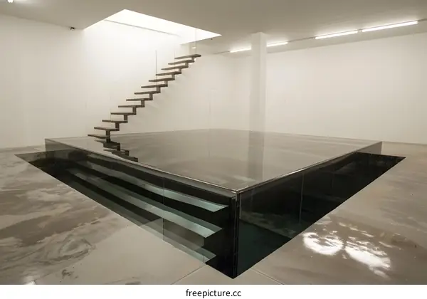 Modern Interior Design With Glass Floor And Stairs