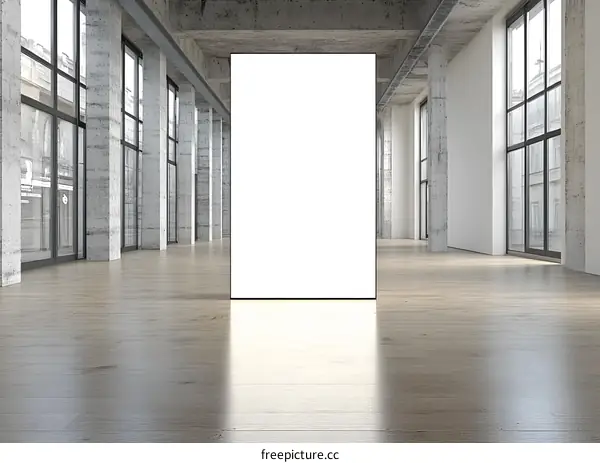 Empty Modern Loft Interior With Blank Canvas