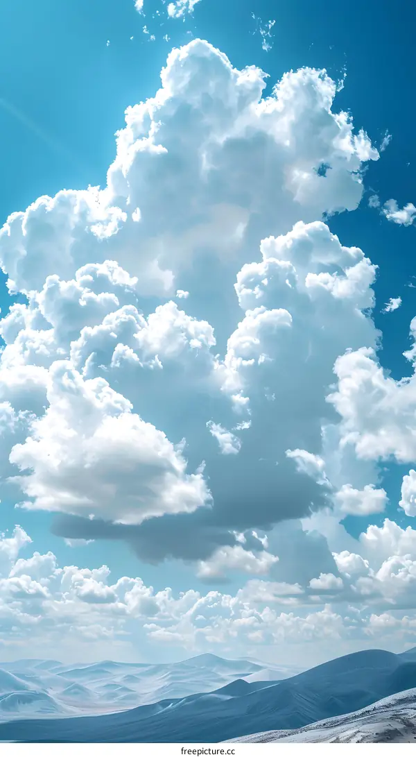 Cumulus clouds over the mountains