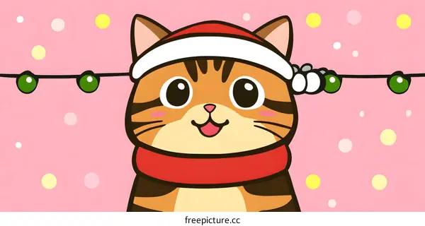 Cute Christmas Cat Wearing Santa Hat