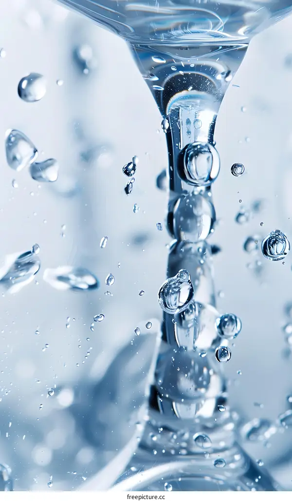 Water bubbles rising to the surface of a glass of water