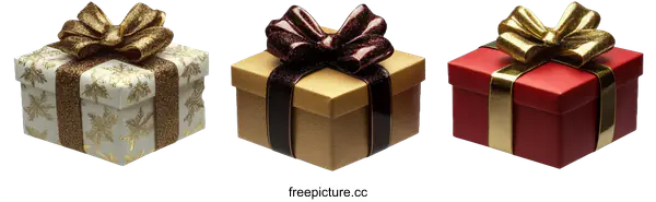 [Transparent Background PNG]Three Gift Boxes with Festive Ribbons