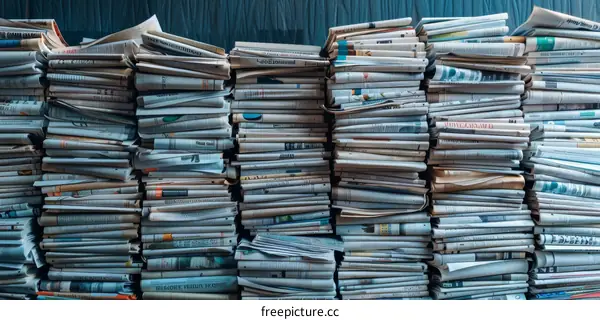 A Pile of Old Newspapers and Magazines