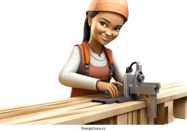 Female Construction Worker Using Power Tool