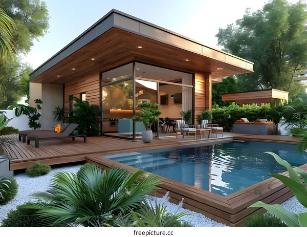 Modern House with Pool and Garden