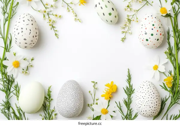 Easter eggs decorated with flowers
