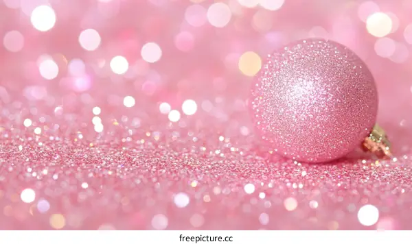 Pink Glitter Christmas Ornament Background