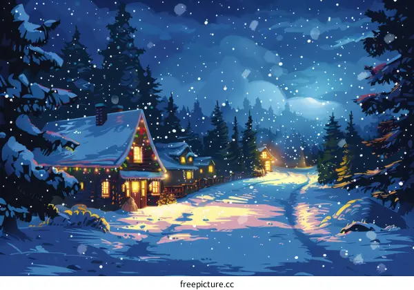 Snowy village in the mountains