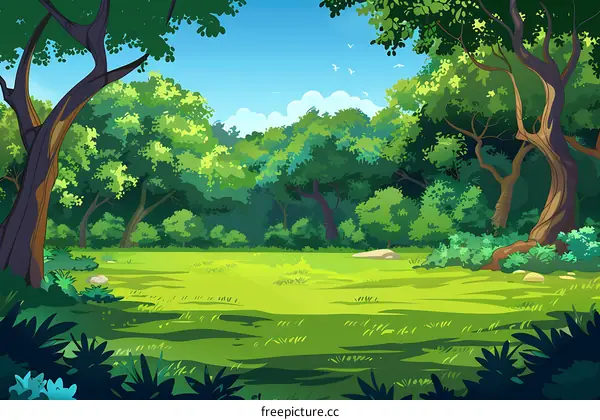 Green Forest Landscape Illustration