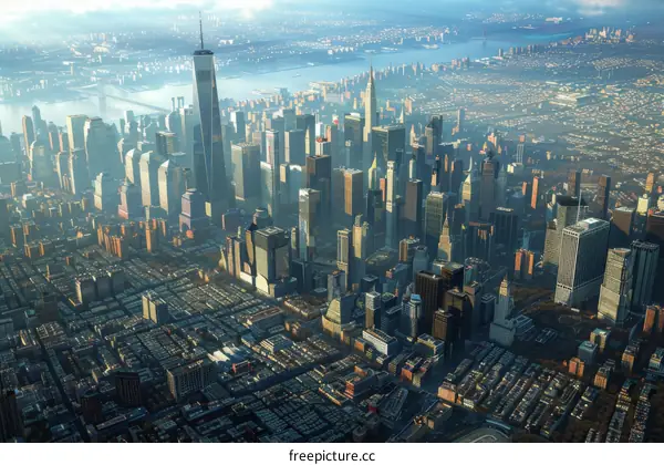 Aerial View of New York City Skyline