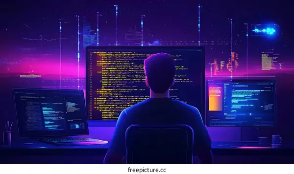 Night Programmer in Retro Futuristic Style