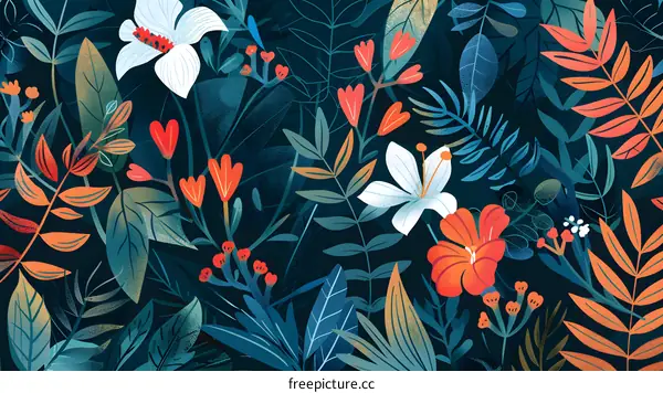 Colorful Tropical Floral Pattern