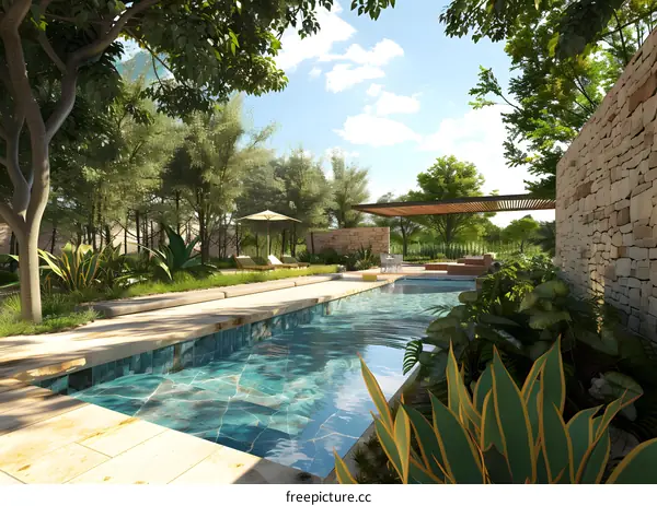 Modern Swimming Pool Design in a Lush Garden Setting