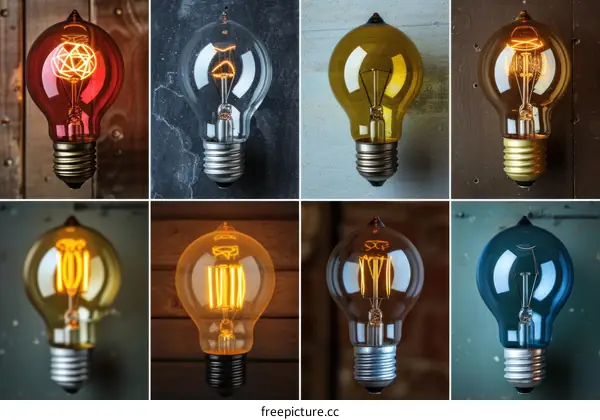 A variety of old fashioned light bulbs