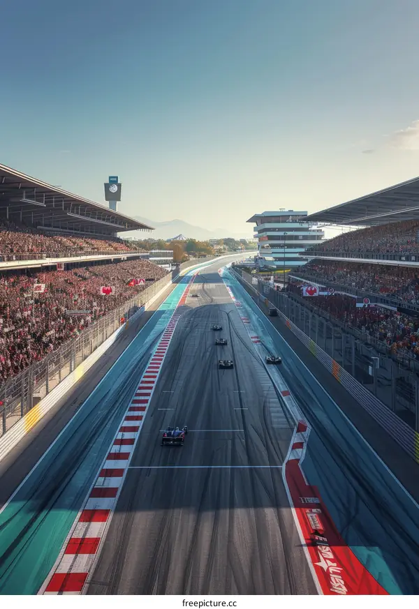 Formula One Cars Speeding Around a Circuit