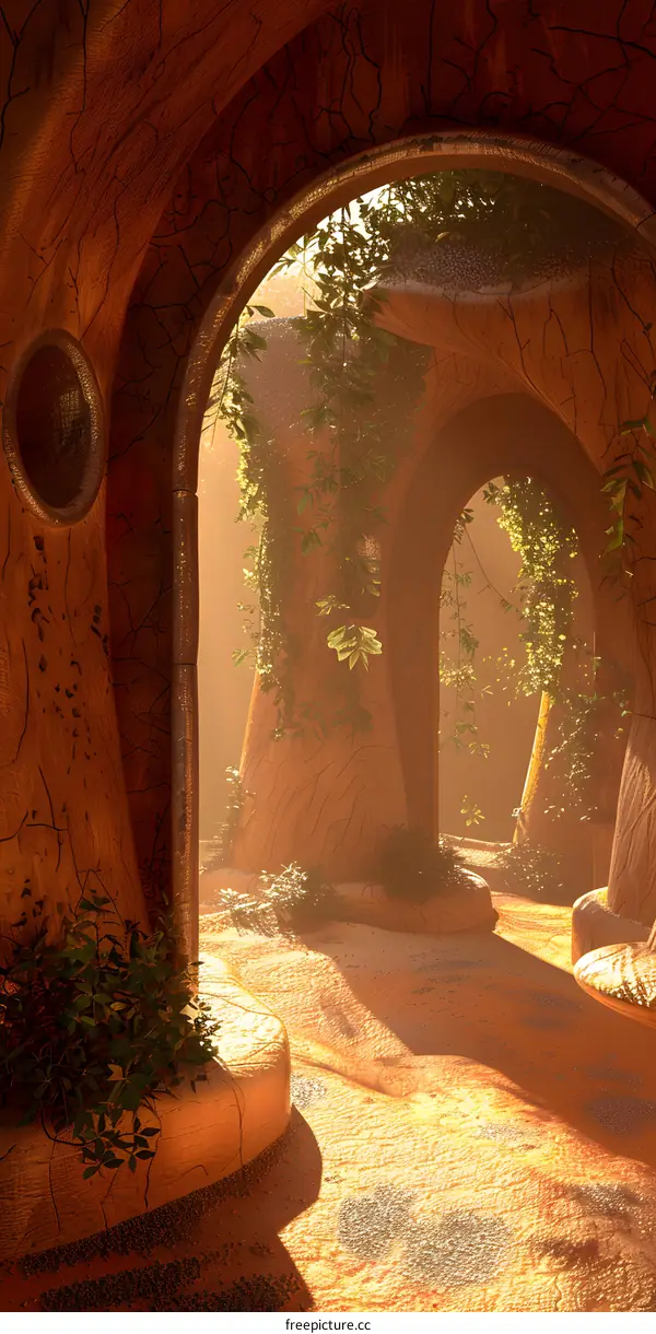 Fantasy Stone Archway With Vines