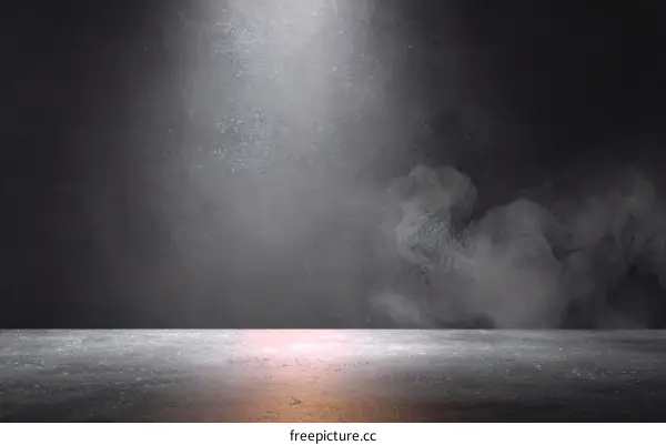 Empty Studio Scene with Spotlight and Smoke