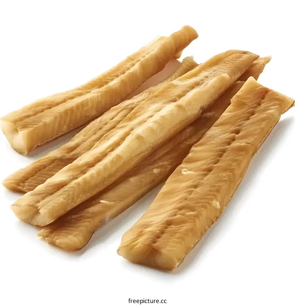 Dried Pollock Fish Fillet on White Background