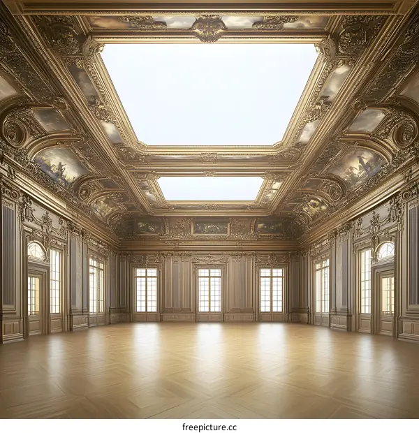 Ornate Ceiling and Walls of a Grand Ballroom