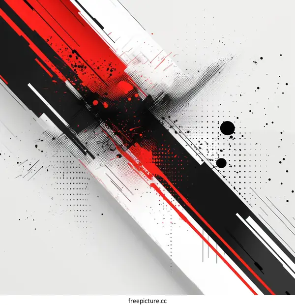 Abstract Geometric Painting in Black, Red, and White