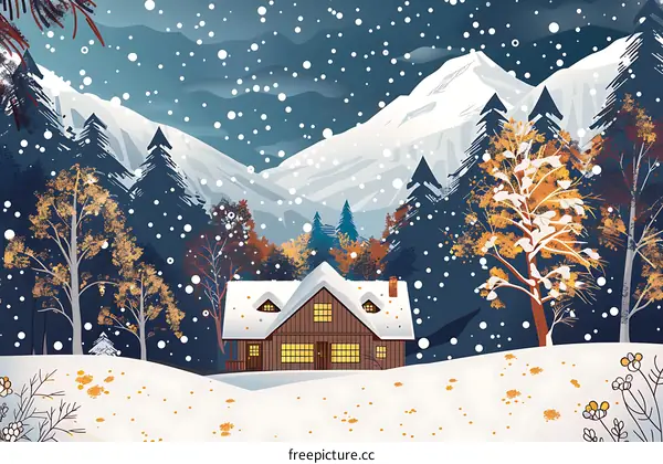 Cozy Cabin in the Snowy Mountains