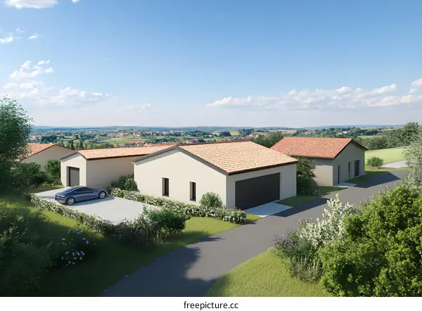 Modern House Design with a Garage in a Rural Setting