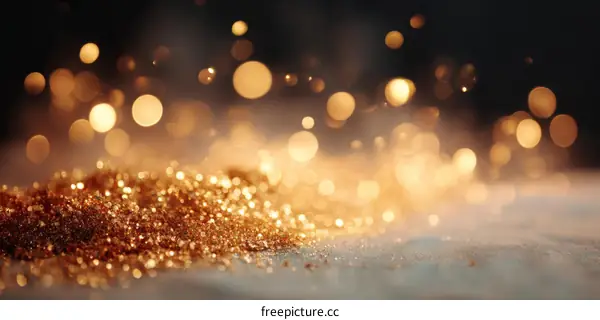 Golden Glitter Background with Bokeh Lights
