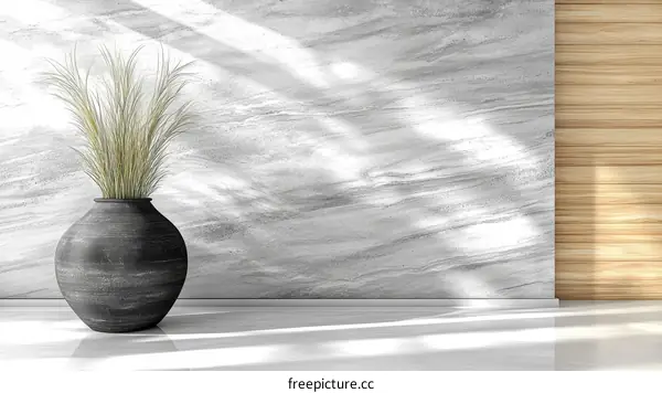 Modern Minimalist Interior Design with Stone Wall and Wooden Paneling