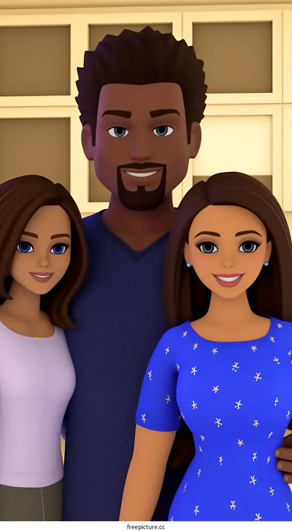 A happy family of three posing for a picture